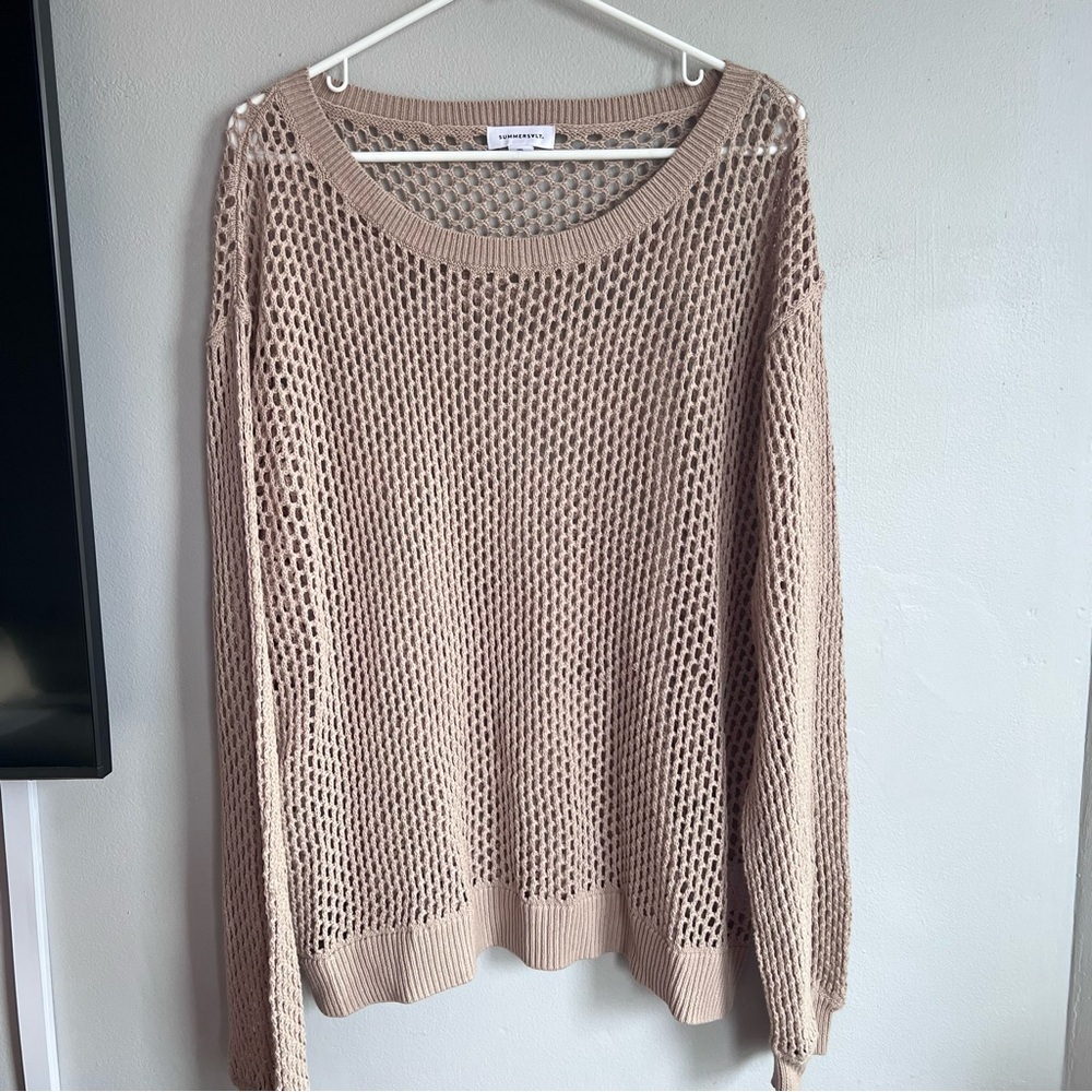 Summersalt The Fishnet Crewneck Cover-Up - Natural Sweater 1XL - Picture 5 of 9